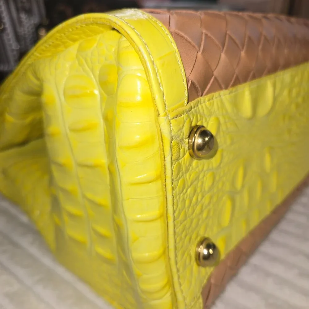 Brahmin Phoebe Citron Woven Leather Bag
